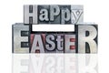 Happy Easter in metal letterpress Royalty Free Stock Photo