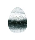 Happy Easter monochrome egg with acrylic texture on white background Royalty Free Stock Photo