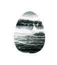 Happy Easter monochrome egg with acrylic texture on white background Royalty Free Stock Photo