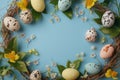 Happy easter mud puddles Eggs Egg decorations Basket. White winsome Bunny colorful. spectrum background wallpaper