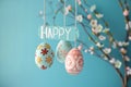 Happy easter easter napkin rings Eggs Witty Basket. White Red Dahlia Bunny turquoise paradise. Turquoise Whisper background