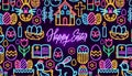 Happy Easter Neon Banner Royalty Free Stock Photo