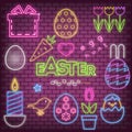 Happy Easter Neon Icons