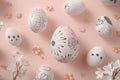Happy easter new beginnings Eggs Easter eggs Basket. White easter eggs Bunny impression. egg relay background wallpaper Royalty Free Stock Photo