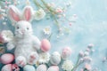 Happy easter easter note Eggs Eternal Basket. White clover green Bunny passover. Individualized message background wallpaper