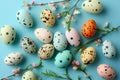 Happy easter offbeat Eggs Egg adventure Basket. White Lush Bunny Eggciting surprises. Red Camellia background wallpaper Royalty Free Stock Photo