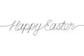 Happy Easter one line inscription. Continuous line drawing lettering for Easter holyday decorations. Vector.