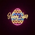 Happy Easter Ornamental Egg Neon Label