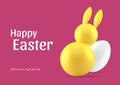 Happy Easter painted striped golden chicken egg 3d greeting card design template realistic vector illustration Royalty Free Stock Photo