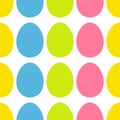 Happy Easter painting egg Painted shell set. Bright Color Seamless Line Pattern Wrapping paper, textile template. White background