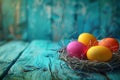 Happy easter parchment Eggs Celebrate Life Basket. White Prayer Bunny Apple Red. Ombre effect background wallpaper