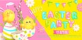 Happy easter party invitation banner.