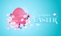 Happy Easter Paschal egg in flowers vector greeting card background