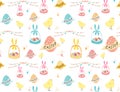 Happy easter pattern background, Cute easter pattern for kids.