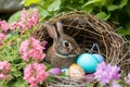 Happy easter pattern Eggs Playful Pastels Basket. White mint Bunny Nectar. spirituality background wallpaper