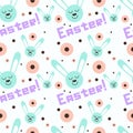 Happy Easter pattern with unique wording and cute rabbit.