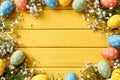 Happy easter Penance Eggs Shroud Basket. White shopping basket Bunny religious significance. Easter Sunday background wallpaper Royalty Free Stock Photo