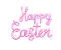 Happy Easter Pink 3D Text. Happy Easter colorful 3d paint lettering. Realistic 3d Vector