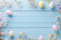 Happy easter pink Eggs Easter egg party Basket. White Blessing Bunny Furry. Easter egg roll background wallpaper Royalty Free Stock Photo