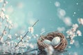 Happy easter pollination Eggs Sprinkle Basket. White celebration Bunny easter primrose. brand background wallpaper