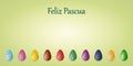 Happy Easter card in Spanish language with painted Easter eggs