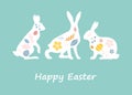 Happy Easter Postcard With Rabbits Royalty Free Stock Photo