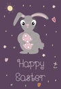 Happy Easter postcards. Vector illustrations Easter eggs, rabbit. Perfect for a poster, cover, or postcard. Royalty Free Stock Photo