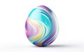 Happy Easter poster. Big colorful egg isolated on white background. Marbling. Fluid pouring art style illustration, pastel colors Royalty Free Stock Photo