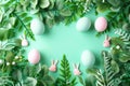 Happy easter Psychedelic Eggs Easter Sunday Basket. White easter ribbon flower Bunny unique message. Bunny background wallpaper Royalty Free Stock Photo