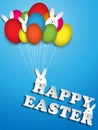 Happy Easter Rabbit Balloons Eggs Royalty Free Stock Photo
