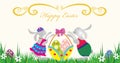 Happy Easter.Rabbit with a basket of eggs Royalty Free Stock Photo