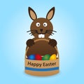 Happy easter rabbit with basket full of eggs Royalty Free Stock Photo