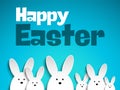 Happy Easter Rabbit Bunny on Blue Background