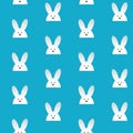 Happy Easter Rabbit Bunny Blue Seamless Background