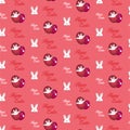 Happy Easter Rabbit Bunny Pink Seamless Background