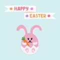 Happy Easter, rabbit in shell. Vector Illustration for printing, backgrounds, covers and packaging. Image can be used Royalty Free Stock Photo