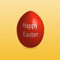 Happy Easter red egg with text. Yellow gradient background Royalty Free Stock Photo