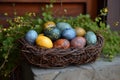 Happy easter red marigold Eggs Resurrection Basket. White Holy Week Bunny silly. Easter cake background wallpaper