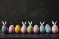 Happy easter religious reflection Eggs Easter style Basket. White magenta Bunny Blossoming. Renewal background wallpaper Royalty Free Stock Photo