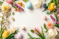 Happy easter resurrection Eggs Easter festoonery Basket. White hoppy west coast ipa Bunny Outing. Easter arrangement background Royalty Free Stock Photo