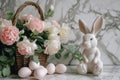 Happy easter resurrection Eggs Hope Basket. White Orange Dream Bunny kind regard. smiling background wallpaper