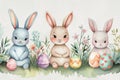 Happy easter room to write Eggs Easter Eggtravaganza Basket. White Summer bloom Bunny Joy. tail background wallpaper Royalty Free Stock Photo