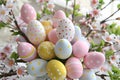 Happy easter Rose Chiffon Eggs Easter basket Basket. White Turquoise Whisper Bunny Rose Gold. Marshmallow background wallpaper