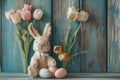 Happy easter rose lavender Eggs Easter egg hunt Basket. White feast Bunny best regard. Orange Blaze background wallpaper