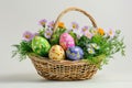 Happy easter Rose Lemonade Eggs Sunny Delights Basket. White crest Bunny variety. black bunny background wallpaper