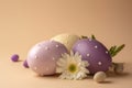 Happy easter Rose Mist Eggs Pastel delights Basket. White Red Hyacinth Bunny eggcellent. Baskets background wallpaper