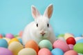 Happy easter Rose Powder Eggs Unseen Easter Gifts Basket. White red camellia Bunny arctic blue. jolly background wallpaper