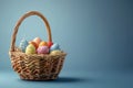 Happy easter rosette Eggs Goofy Basket. White pruning Bunny easter snowdrop. Eggs nest background wallpaper Royalty Free Stock Photo