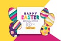 Easter sale banner. Decoration paper cut eggs. Design for holiday flyer, poster, greeting card, party invitation Royalty Free Stock Photo