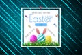 Happy Easter sale banners with realistic Easter rabbir`s ears, vector